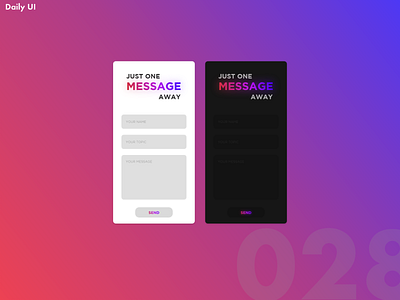 Daily UI Challenge #028 | Contact Form adobexd app branding color creative dailyui design flat graphics illustration message minimal ui ux web webdesign website