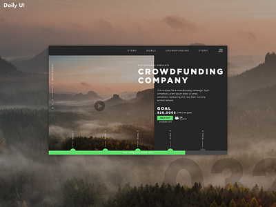 [Alternative] Daily UI Challenge #032 | Crowdfunding Campagne adobexd app branding color creative dailyui design flat graphics illustration minimal typography ui ux web webdesign website