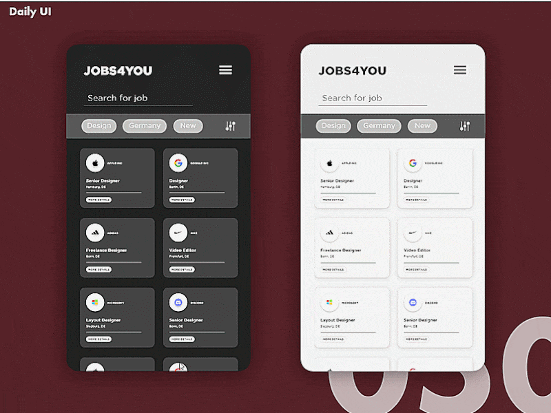 [GIF] Daily UI Challenge #050 | Job listing