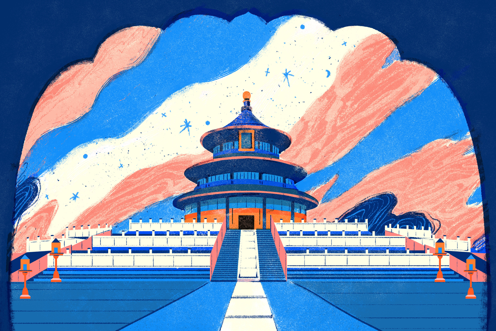 Храм неба Китай Пекин нарисованный