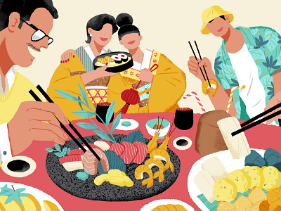 Incredible Food Journey airbnb food journey illustration japan japanese food lifestyle shanghai thailand
