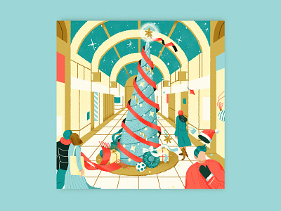 Christmas shopping mall for Angels on Earth magazine branding cartier christmas christmas tree cover art illustration lifestyle magazine shanghai shopping mall
