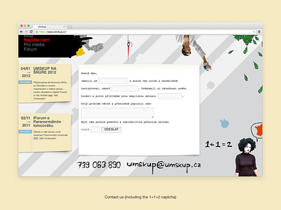 UMSKUP art captcha contact homepage minikapela stand up ui umskup ux website