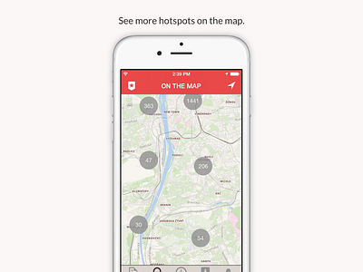 Wifič | Clustered map app cluster clusters hotspot ios map onboarding pin pins user experience ux wifi