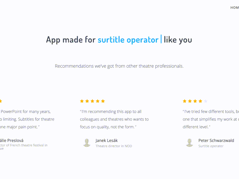 Subtitles for theatre | Website recommendations animation app landing page mac macos opera osx subtitle surtitle theater theatre web