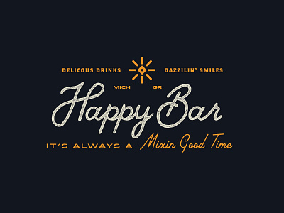 Happy Bar Logo logo script vintage