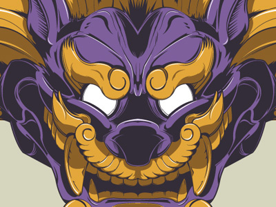 Foo dog art foo dog gold graphic graphic design illustration illustrator purple shishi vector yellow