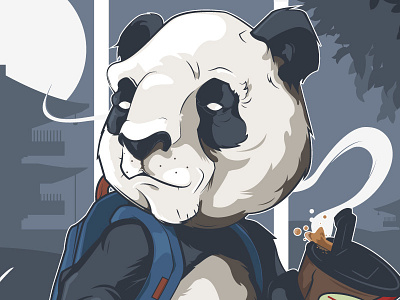 College freshman bag cartoon character coffee design draw graphic illustration japan panda