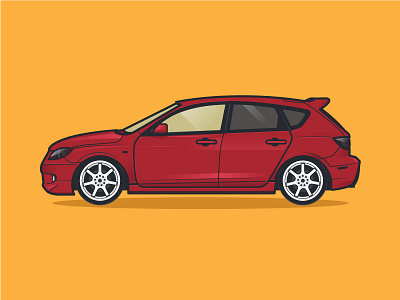 Mazdaspeed car design drive graphic hatchback illustration mazda mazdaspeed red ride vector wheel