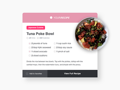 Tuna poke bowl app application daily ui design food graphic modal recipe tuna ui