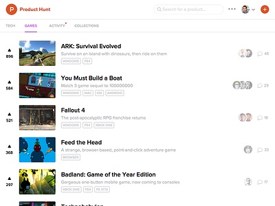 Product Hunt Games Feed feed web