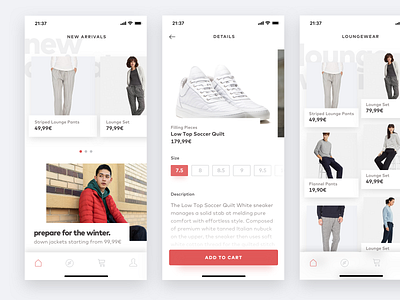 Mobile Shopping app clean clothing details discover ecommerce fashion flat ios iphone x iphone xs minimal mobile shop shopping simple store ui ux
