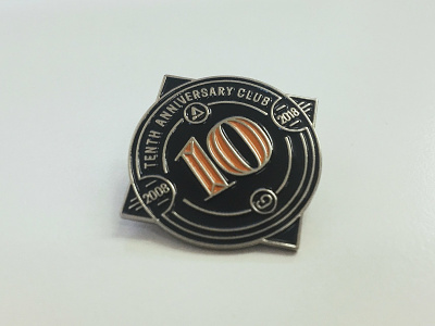 Tenth Anniversary Club Lapel Pin badge branding enamel enamel pin identity lapel lapel pin lapel pins logo pin pin badge visual identity