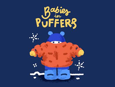 Babies in Puffers baby character colorful colors design illustration lettering photoshop procreate typography winter