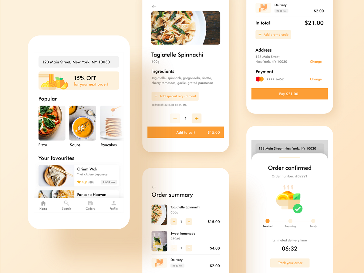 Food & Drink Delivery App for Mobile by Agata Kubiak on Dribbble