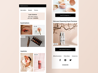 Makeup Promos Email For Mobile banner beauty campaign categories cosmetics discount discount code email feminine makeup mobile mobile ui photos price products promo ui ux voucher women