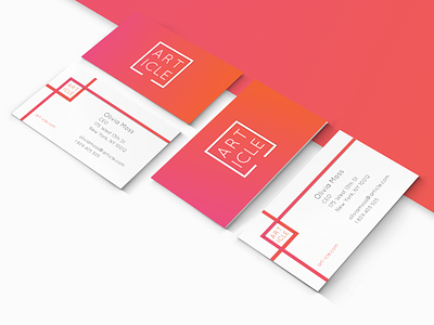 [ART/ICLE] | Business Cards affinity designer brand brand assets branding busines card business card design gradient graphic living coral minimalism stationery vector visual identity