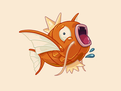 Sloppy Magikarp barbells challenge crown fish gold inktober inktober2020 magikarp orange pokemon