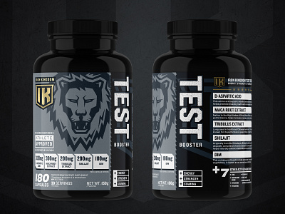 Iron Kingdom Test Booster branding british columbia canada capsule bottle colorado denver design label logo packaging sports supplements testosterone