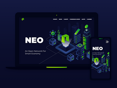Neo Creative Design Competition - Website blockchain crypto illustration layout neon ui website