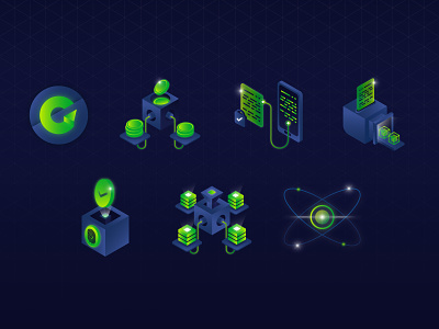 Neo Icon Pack blockchain crypto illustration isometric neon
