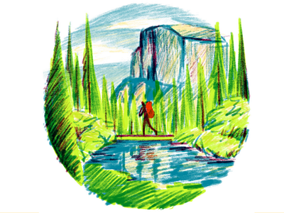 Longing to Be Outside color pencils digital illustration half dome music music for the soul playlist the great outdoors yosemite valley