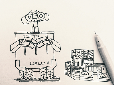 Day 9 #FoodRobot #100DaysOfSketching art disney illustration pixar poop robot sketch walle