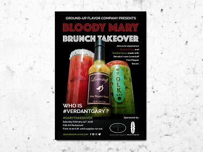 Bloody Mary Brunch Takeover Postcard graphic design print ad restaurant flyer