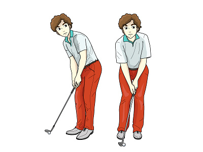 Red pants with the cyan collar animation anime ball cartoon chipping fashio golf golf grip manga overlap grip red pants sports