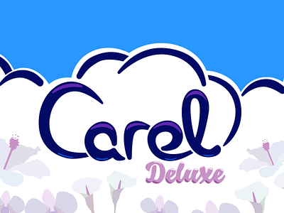 Carel Deluxe Logo blue flower logo packaging pink purple sketch