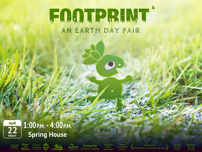 Poster for "Footprint: An Earth Day Fair" affinity designer compositing logo design mascot poster