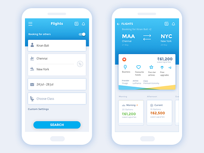 Flight search and results booking clean flat flight ui