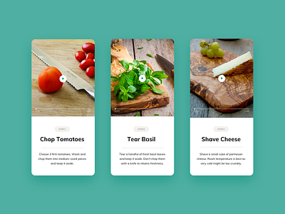 Recipe App - Prepare Ingredients cards clean food app mobile recipe recipe app ui