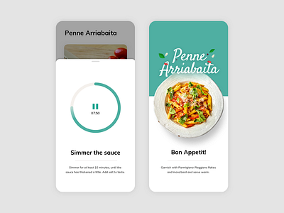 Recipe App Timer clean food app mobile recipe app recipes ui