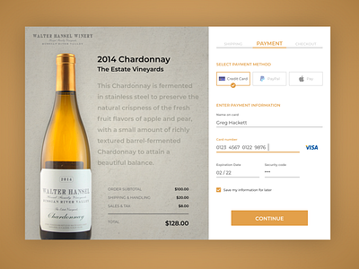 DailyUI #002 - Walter Hansel Winery Checkout