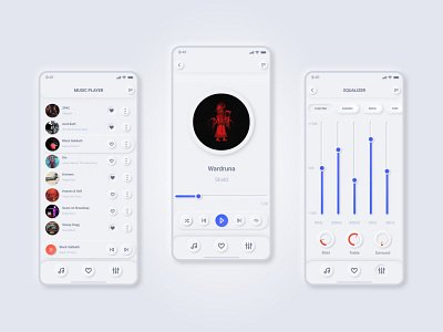 Music Player Concept (Neumorphism) app apple equalizer ios light light style music music player neumorphic neumorphism player player ui redesign soft soft ui song ui uiux