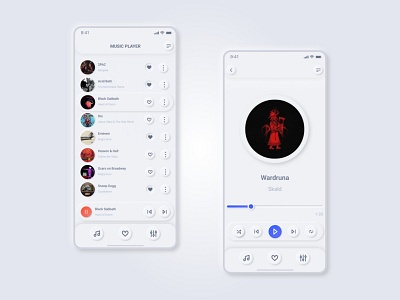 Music Player App Concept (Neumorphic) app app design application design light mode music music app neumorph neumorphic neumorphism player player ui soft soft ui ui ux