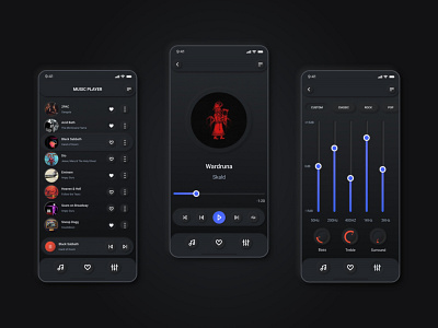Music Player App Concept ( Dark Mode Neumorphic ) app dark dark app dark mode dark ui design equalizer music music app neumorphic neumorphic design neumorphism play player player app player ui ui