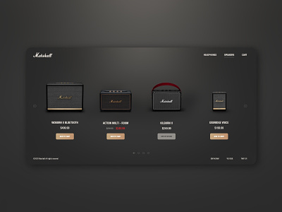 Marshall Website Redesign ( Speakers Page ) add to cart dark mode headphones marshall out of stock product product page products page redesign slider sliders speaker speakers uidesign uxdesign web design web redesign website website concept website redesign