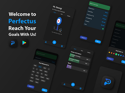 Perfectus APP UI Design android app app app design dark mode dark theme dark ui goal app perfect to do to do app ui ui design user interface