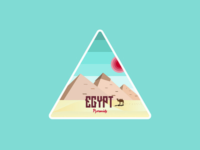 Egyptianian Pyrimids Illustration 2d art badge camel design egypt illustration illustrator logo patch pyramid pyramids red sun sticker sun triangle vintage