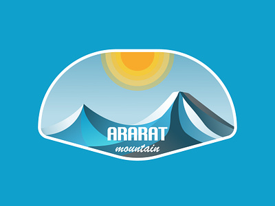 Ararat Mountain Illustration 2d 2d art ararat armenia art badge design gradient illustration logo mountain mountains sky sticker sun typography vintage