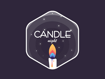 Candle 2d badge candle design gradient illustration light logo midnight night sky stars sticker typography