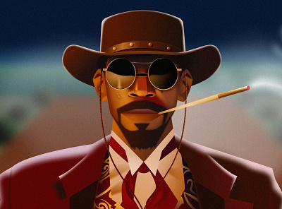 Django 2d character illustration vector