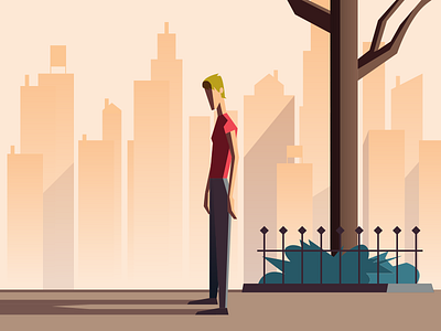 Faceless man styleframe city illustration man styleframe