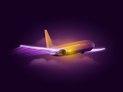 Night cruise 2d airplane concept illustration illustrator vector