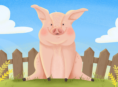 Spring Pig! art artwork childrens illustration farm illustration pig procreate springfield springtime