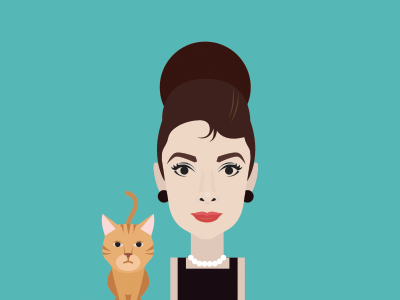 Holly & Cat audrey audrey hepburn breakfast at tiffanys cat character film holly golightly hollywood illustration portrait