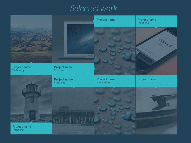 Selected work after effects animation gif hover interaction portfolio tile ux work