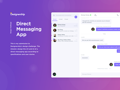 Direct Messaging App - Designership Design Challenge